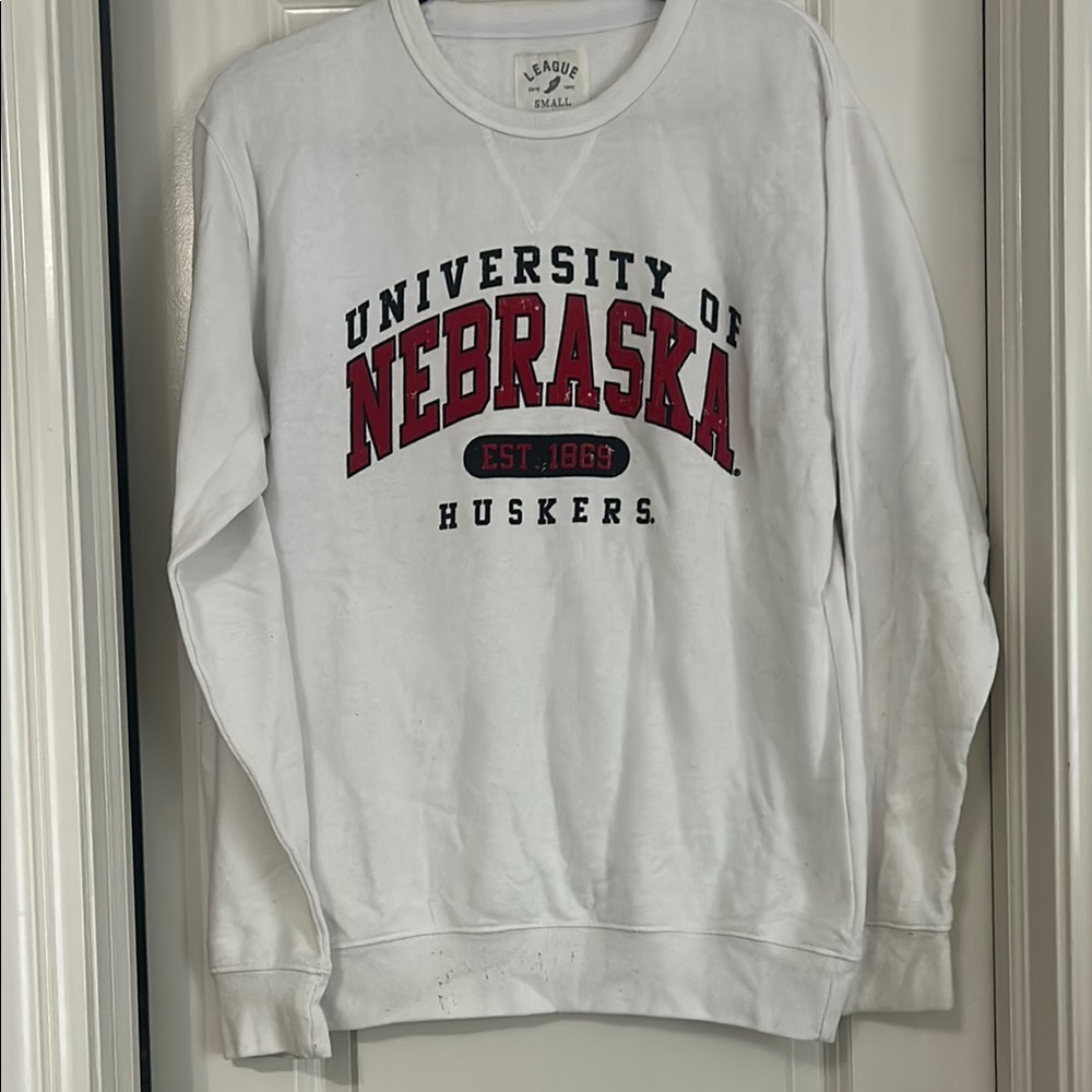 League White Crewneck Nebraska Huskers Sweater